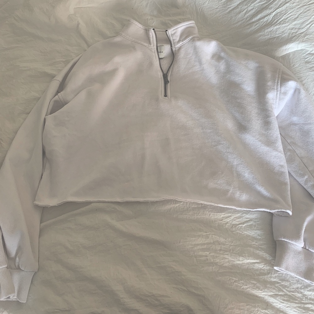 american eagle cropped quarter zip sweater